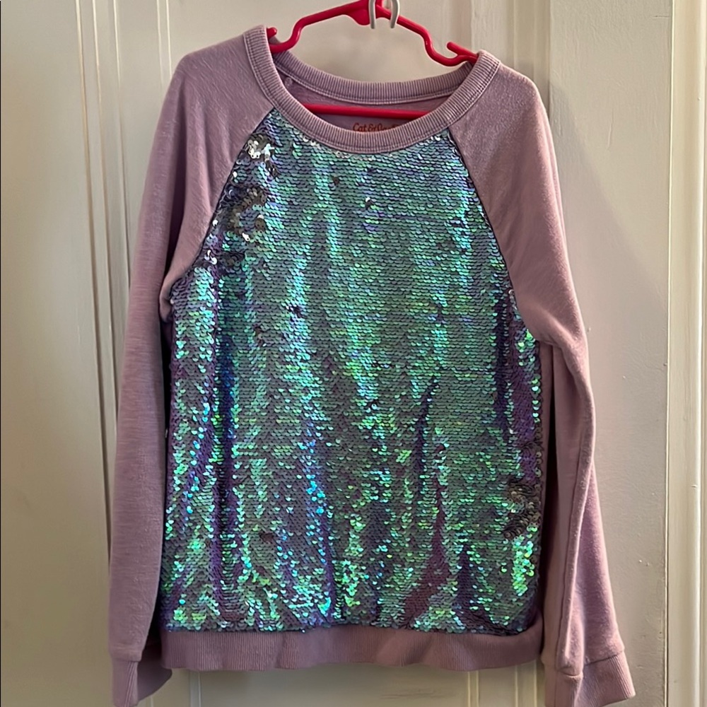 Sequin Kids Top - Purple and Green
